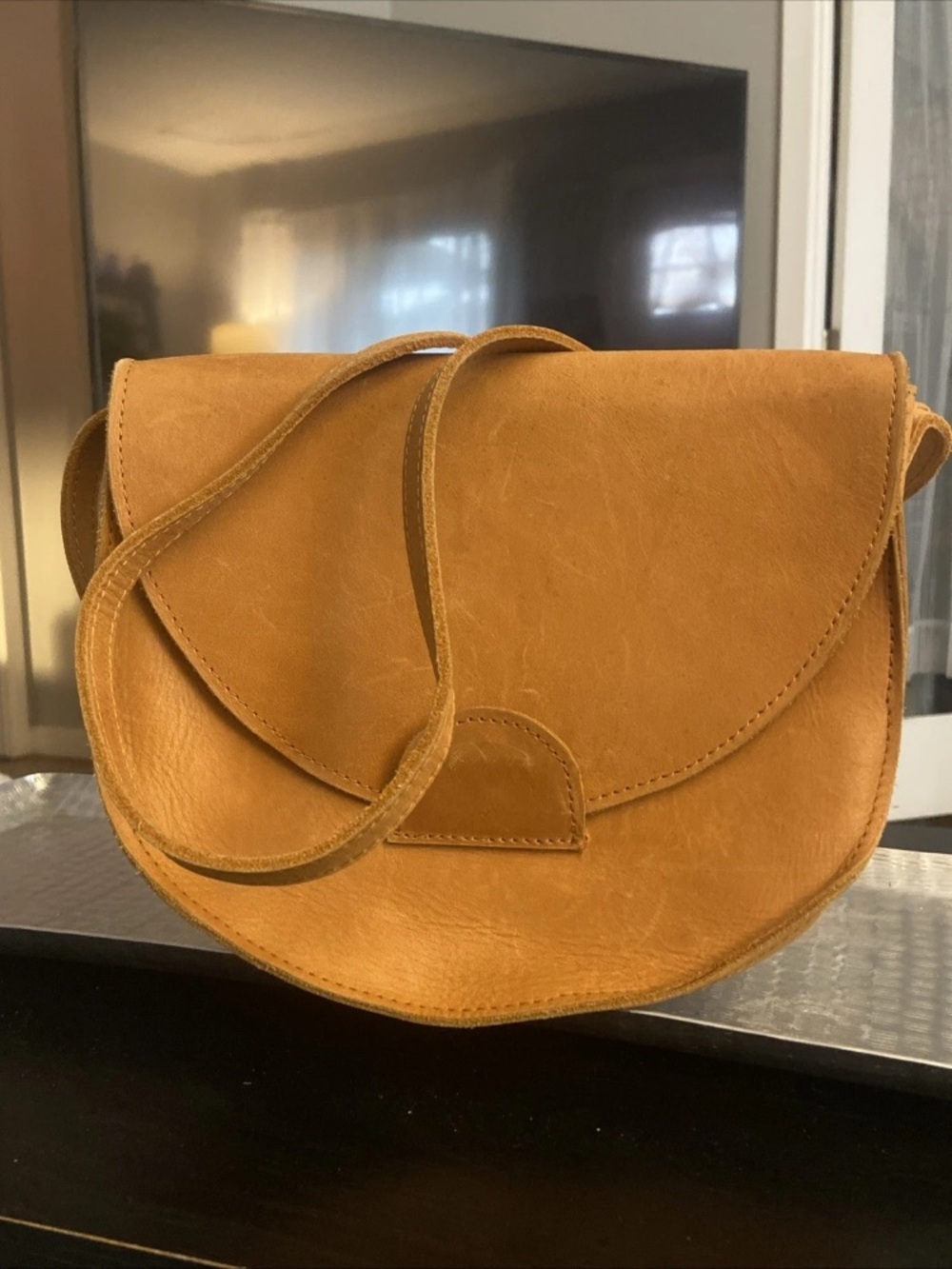 Able Suede Classic Crossbody Bag in Camel